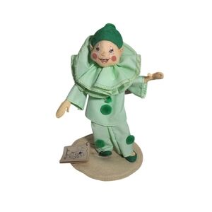 Vintage Annalee 1990 Harlequin Green Clown Collectible Doll w/ Tags 9" H
